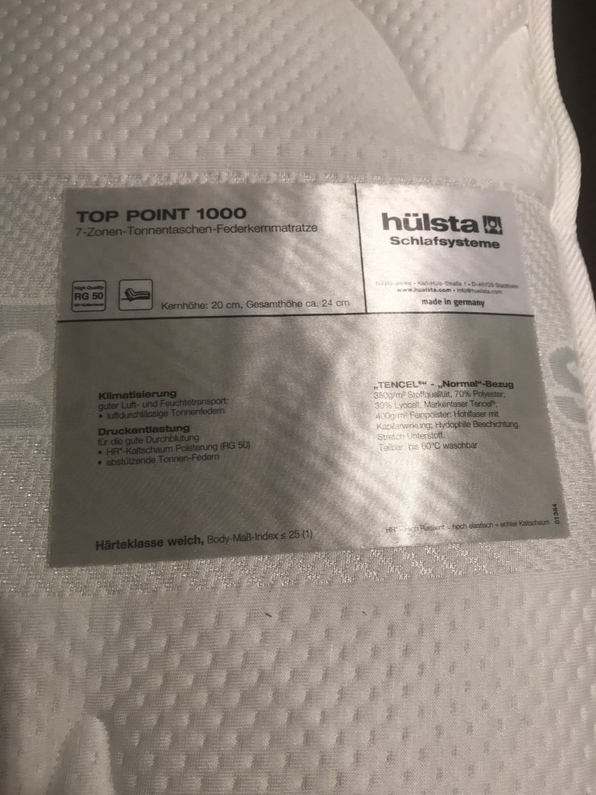 (Showroommodel) Hulsta Matras Toppoint 90x210