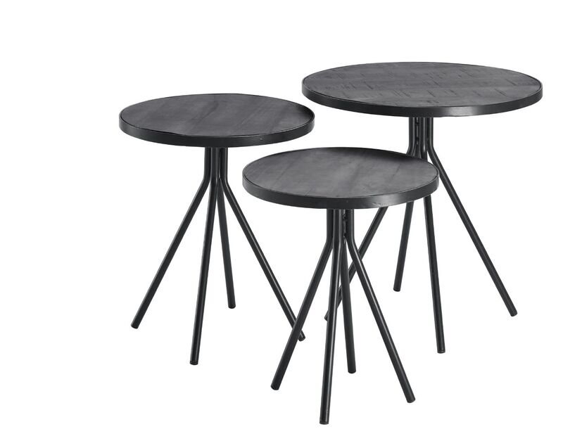 Bijzettafel Chiva Set/3 Zwart