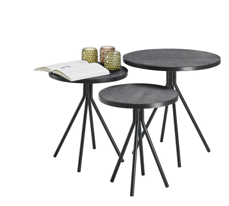 Bijzettafel Chiva Set/3 Zwart