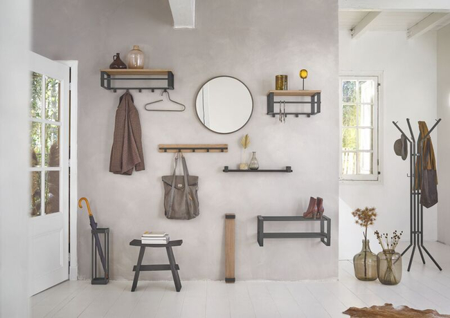 Wandplank Rimello Zwart/Eiken H6