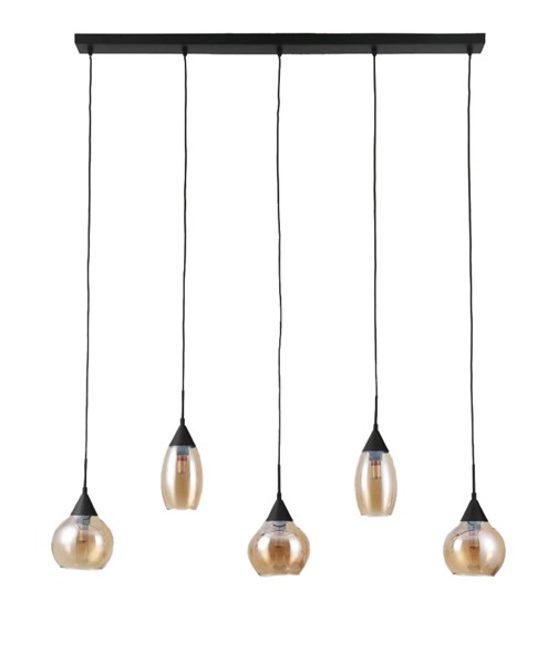 Hanglamp Lungo 5-Lichts Amber