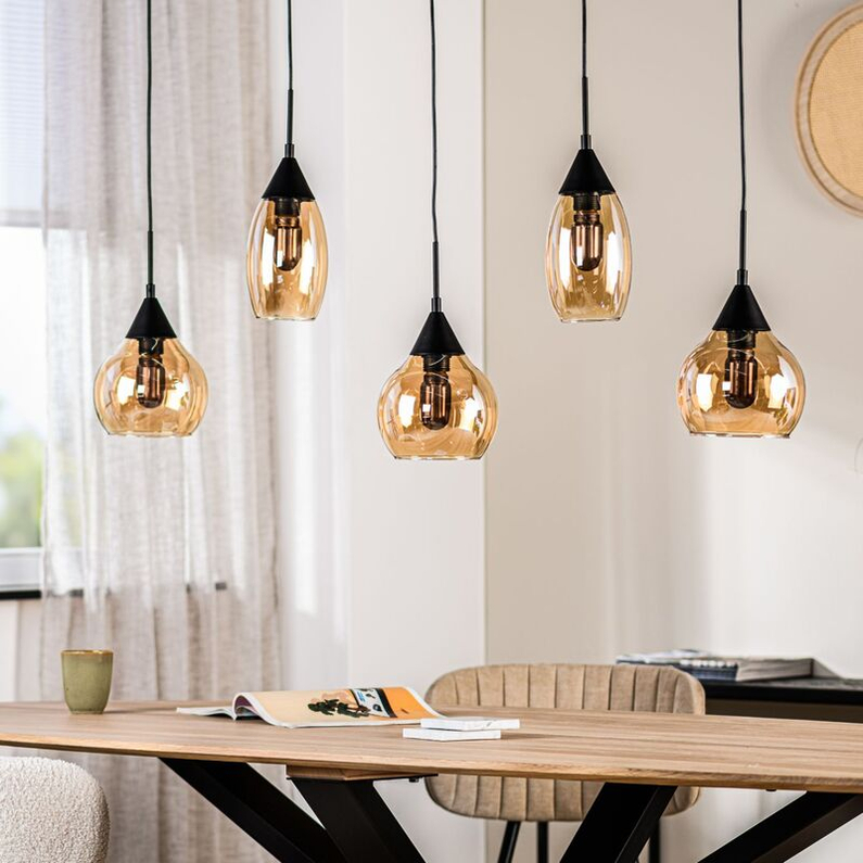 Hanglamp Lungo 5-Lichts Amber