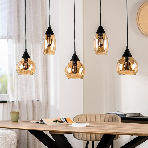 Hanglamp Lungo 5-Lichts Amber
