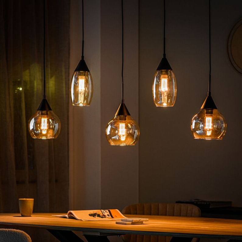 Hanglamp Lungo 5-Lichts Amber