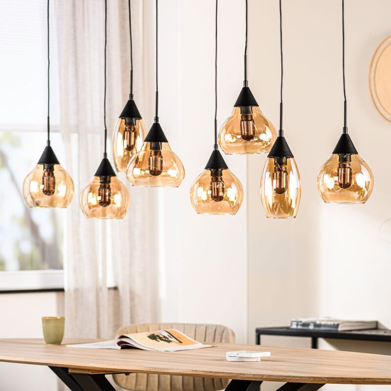 Hanglamp Lungo 8-Lichts Amber