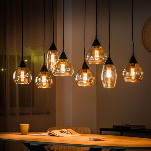 Hanglamp Lungo 8-Lichts Amber