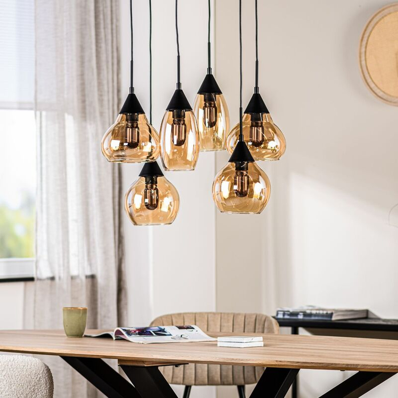 Hanglamp Lungo 6-Lichts Amber