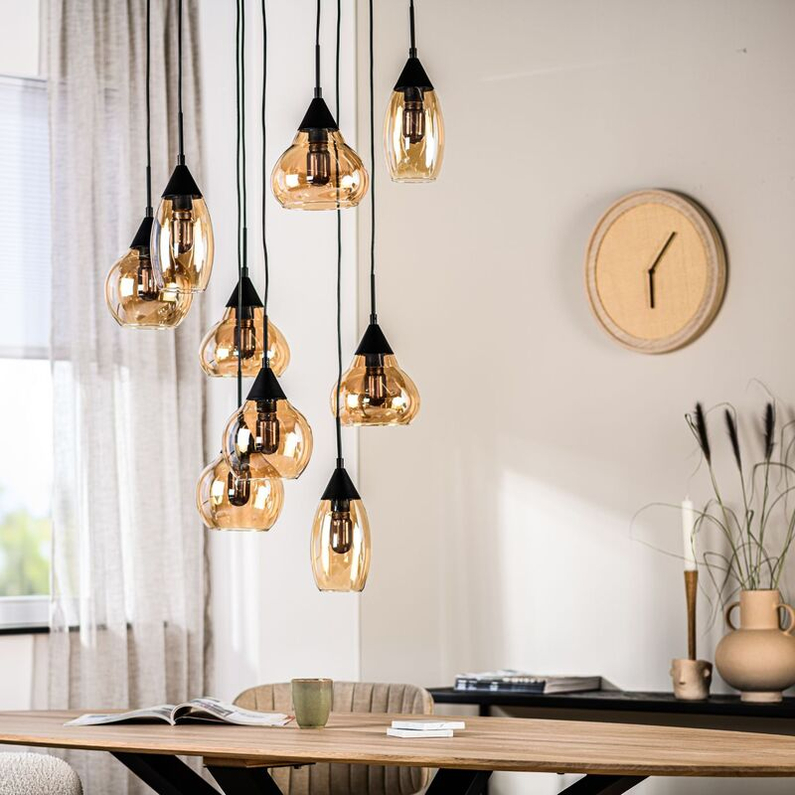 Hanglamp Lungo 9-Lichts Amber