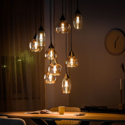 Hanglamp Lungo 9-Lichts Amber