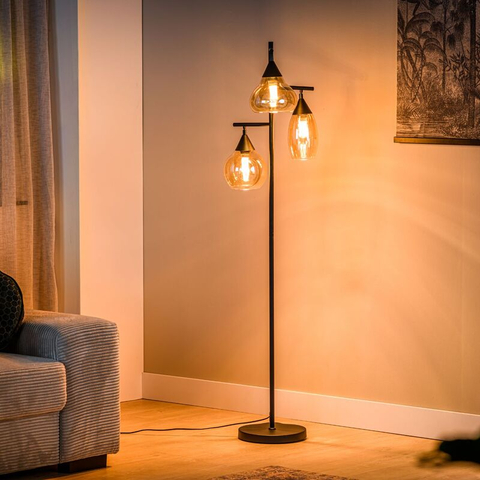 Vloerlamp Lungo 3-Lichts Amber