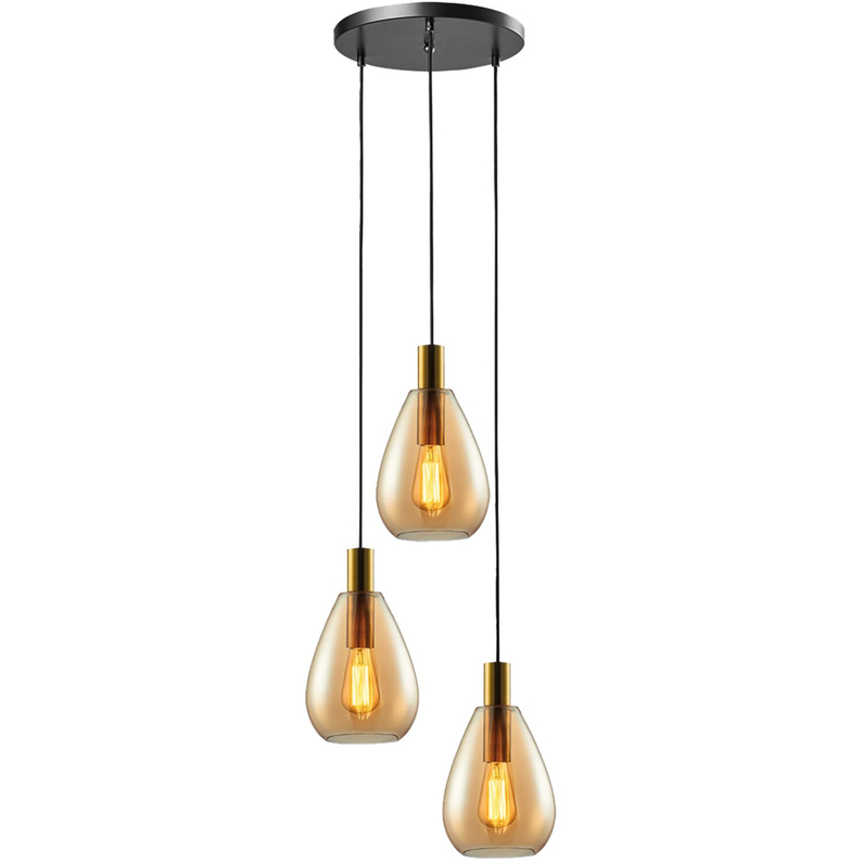 Hanglamp Felinio 3-Lichts Amber Rond