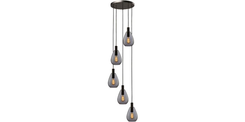 Hanglamp Felinio 5-Lichts Smoke