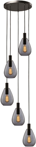 Hanglamp Felinio 5-Lichts Smoke