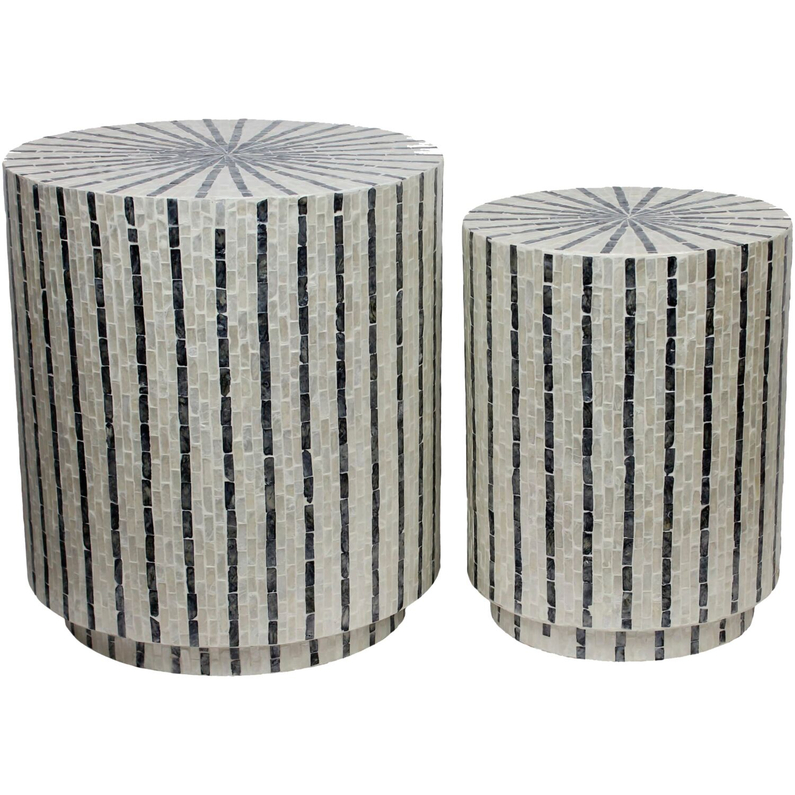 Bijzettafel Brody Wit/Zwart Set/2