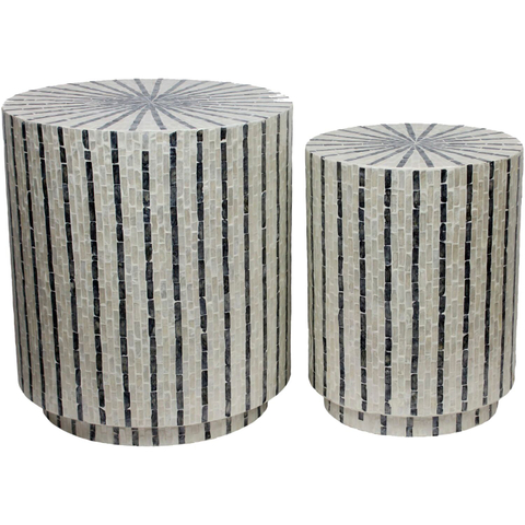 Bijzettafel Brody Wit/Zwart Set/2