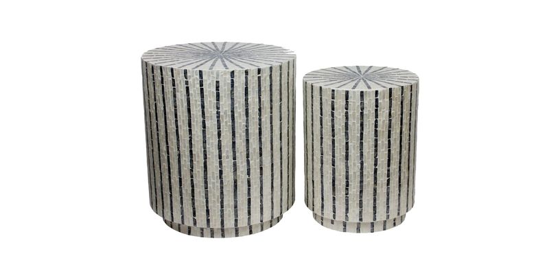 Bijzettafel Brody Wit/Zwart Set/2