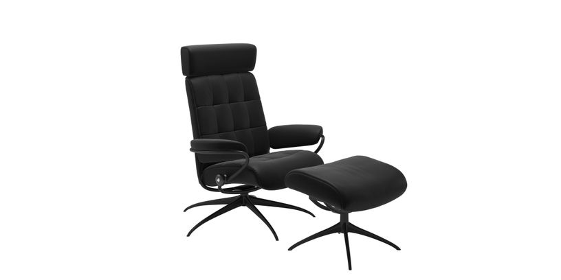 Stressless Relaxfauteuil+voetenbank London Black