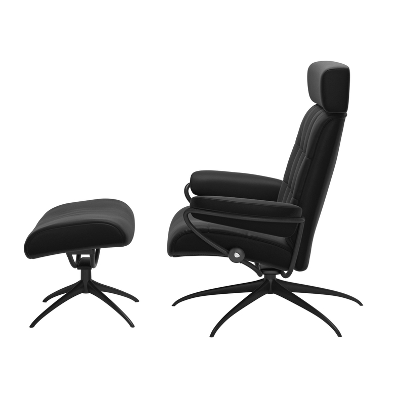 Stressless Relaxfauteuil+voetenbank London Black
