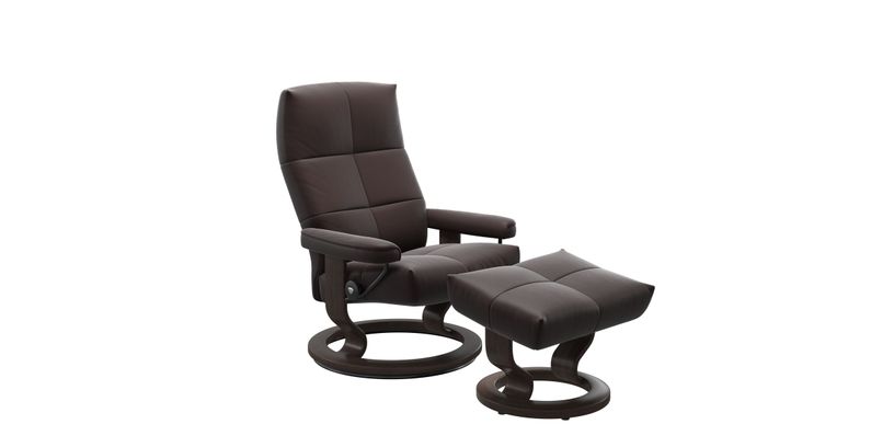 Stressless Fauteuil David M + Voetenbank Chocolate