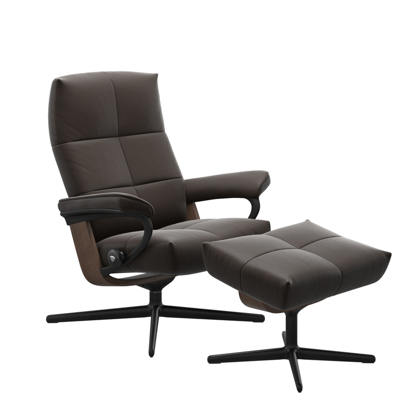 Stressless Fauteuil David L + Voetenbank Chesnut