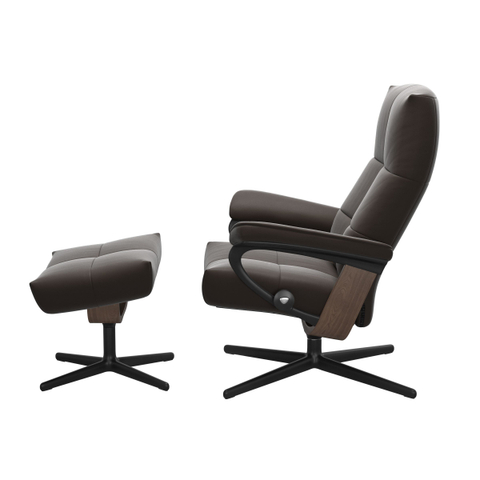 Stressless Fauteuil David L + Voetenbank Chesnut