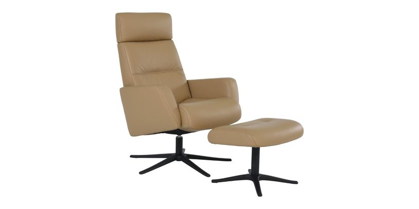 Relaxfauteuil en Hocker Parthos Bruin
