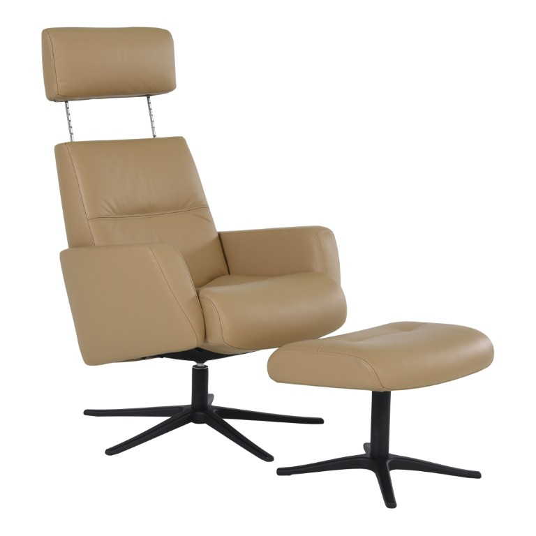 Relaxfauteuil en Hocker Parthos Bruin