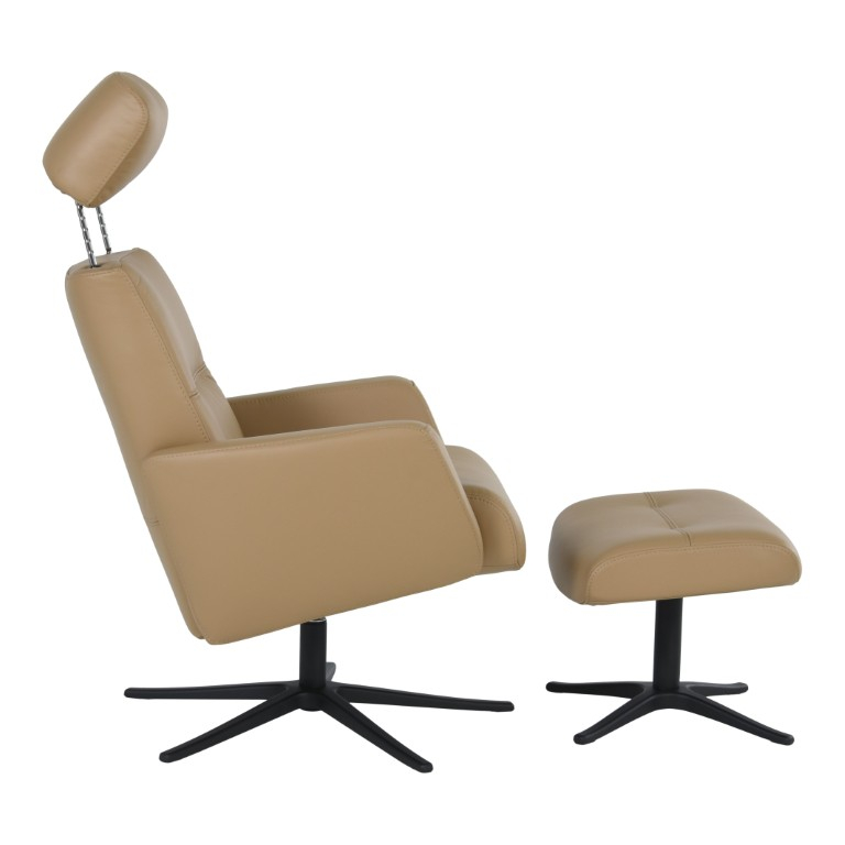 Relaxfauteuil en Hocker Parthos Bruin