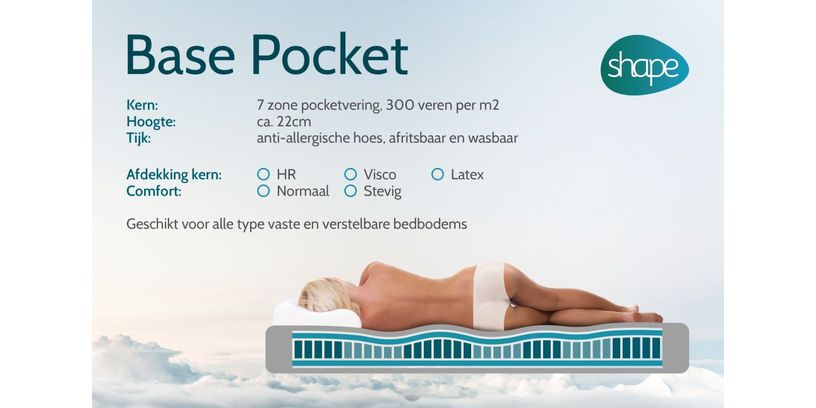 Shape Matras Base Pocket/Latex 90x210 Stevig