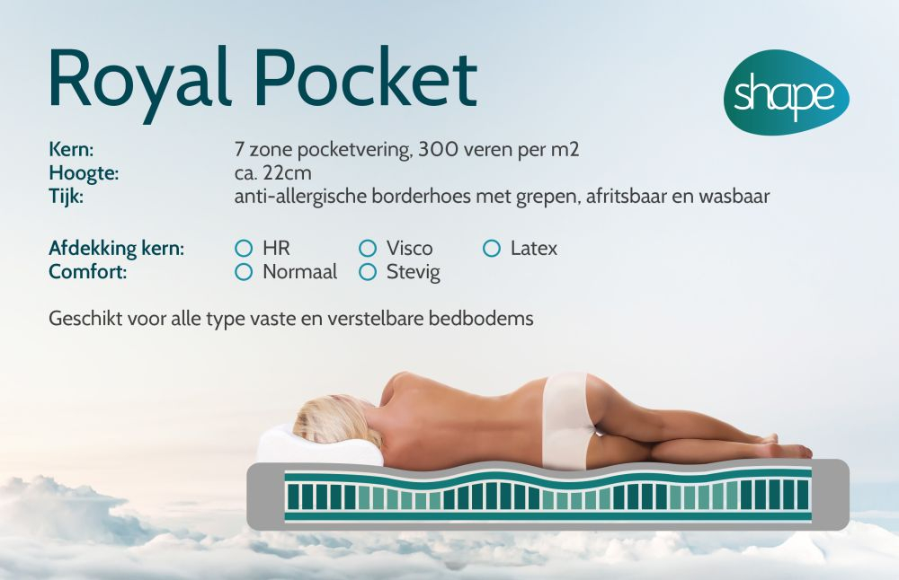 Shape Matras Royal Pocket/Latex 100x220 Normaal