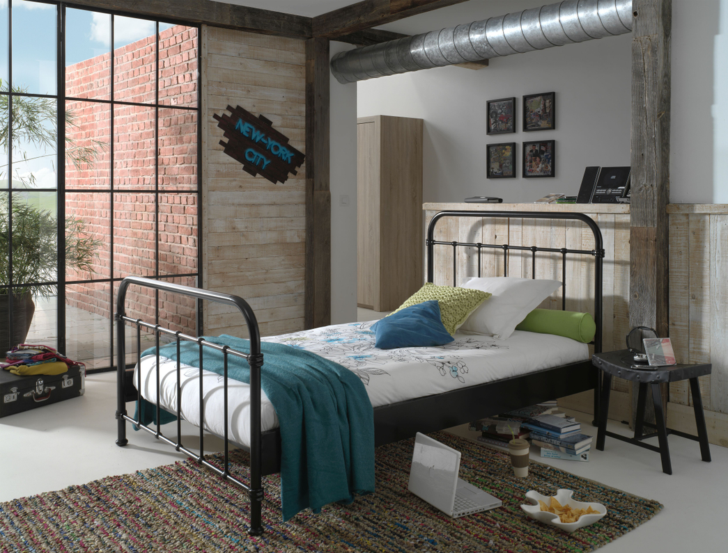 Ledikant New York Zwart 120x200