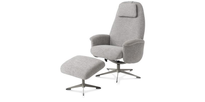 Xooon Relaxfauteuil Tonale Kiezel Incl. Poef