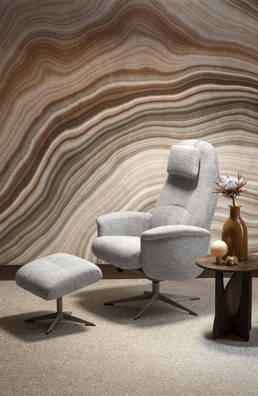 Xooon Relaxfauteuil Tonale Kiezel Incl. Poef