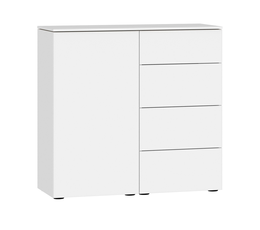 Commode 4 Laden + Deur Links Glas