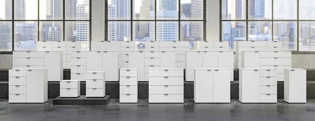 Commode 4 Laden Rechts Smal Glas