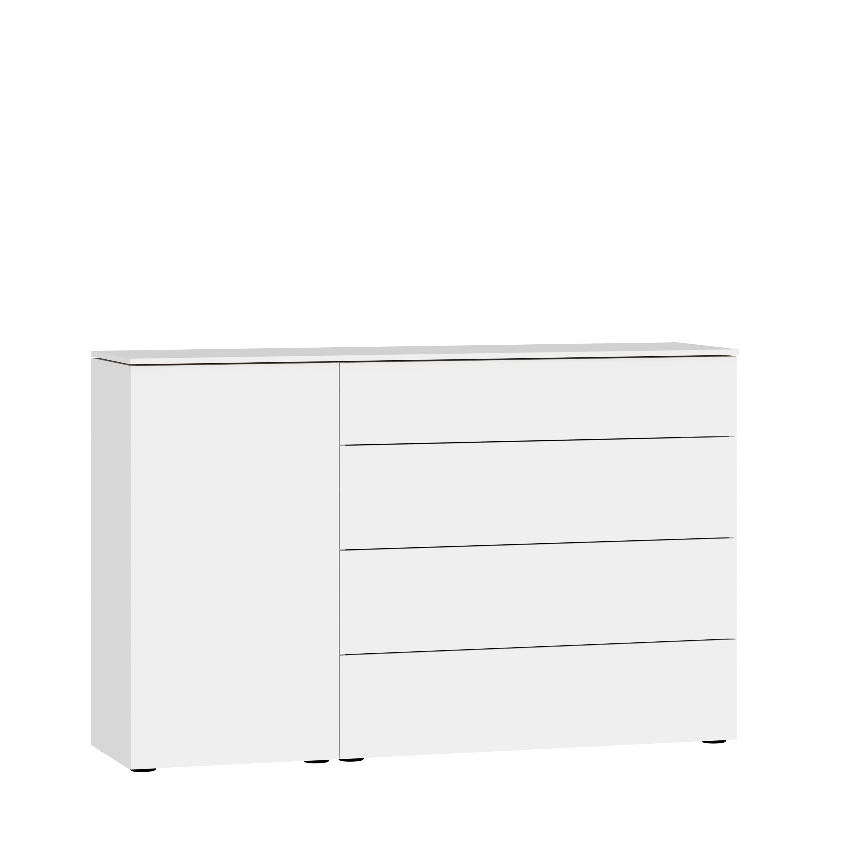 Commode Deur Links + 4 Laden Breed Glas