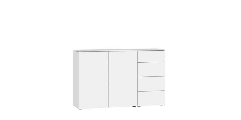 Commode 4 Laden Rechts Smal + 2 Deuren Glas