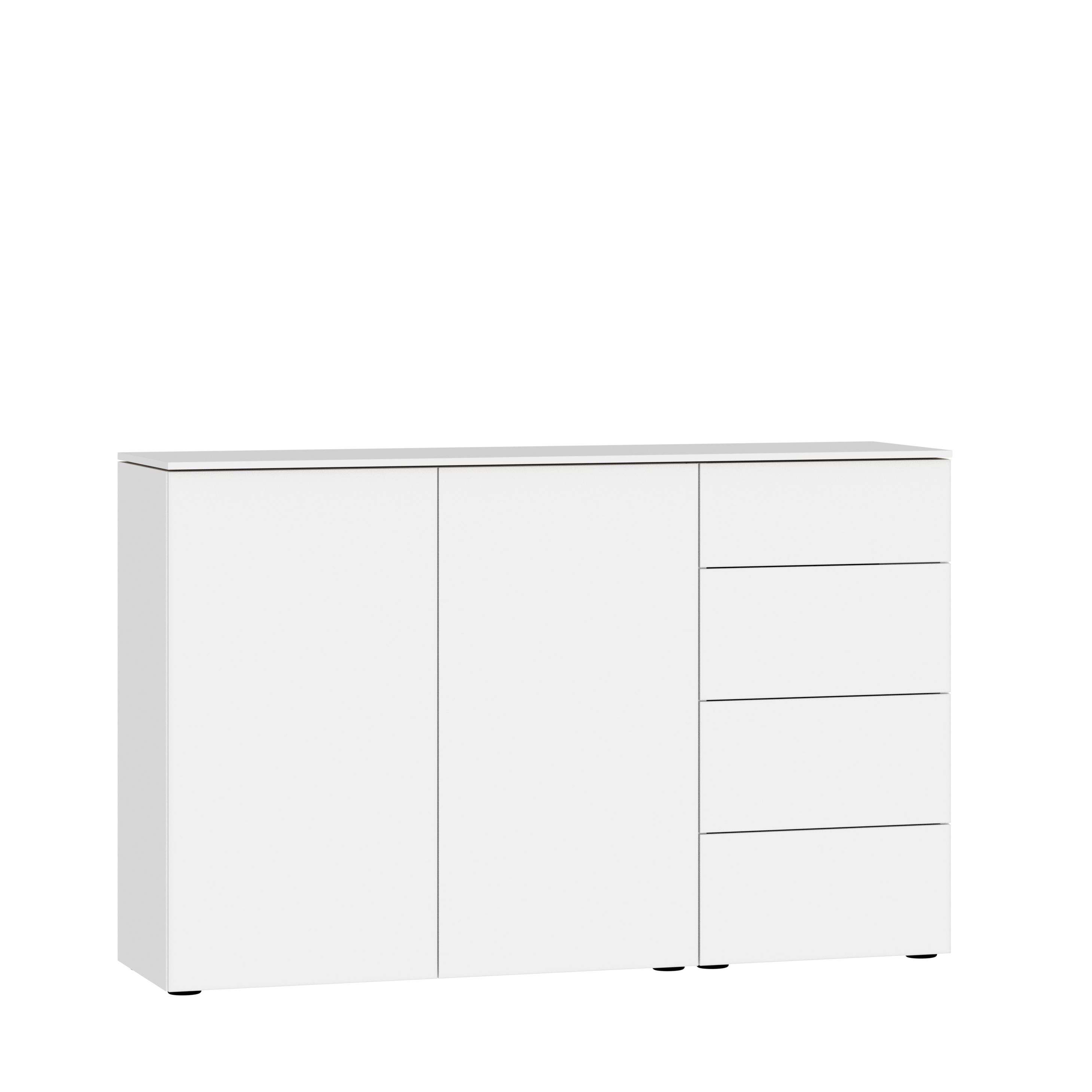 Commode 4 Laden Rechts Smal + 2 Deuren Glas