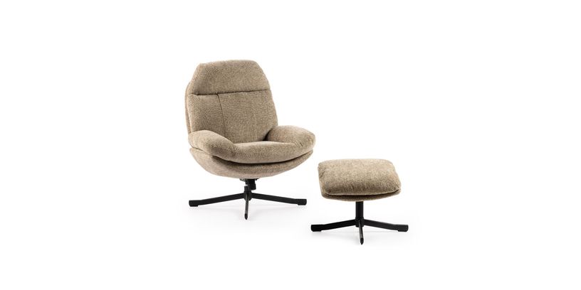 Feelings Relaxfauteuil Lenn Met Hocker Taupe
