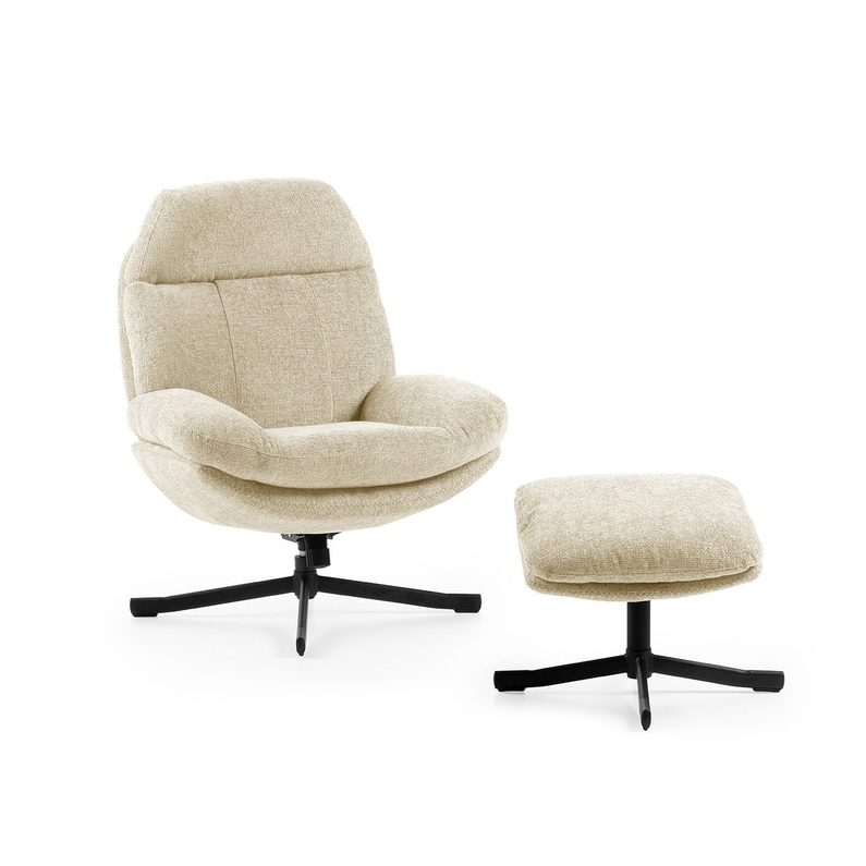 Feelings Relaxfauteuil Lenn Met Hocker Off White
