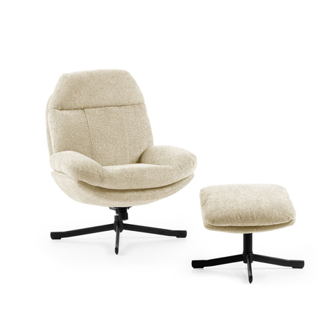 Feelings Relaxfauteuil Lenn Met Hocker Off White