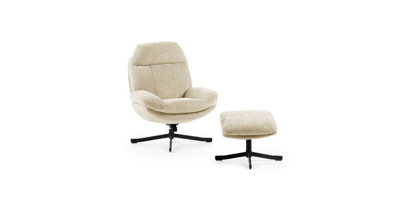 Feelings Relaxfauteuil Lenn Met Hocker Off White