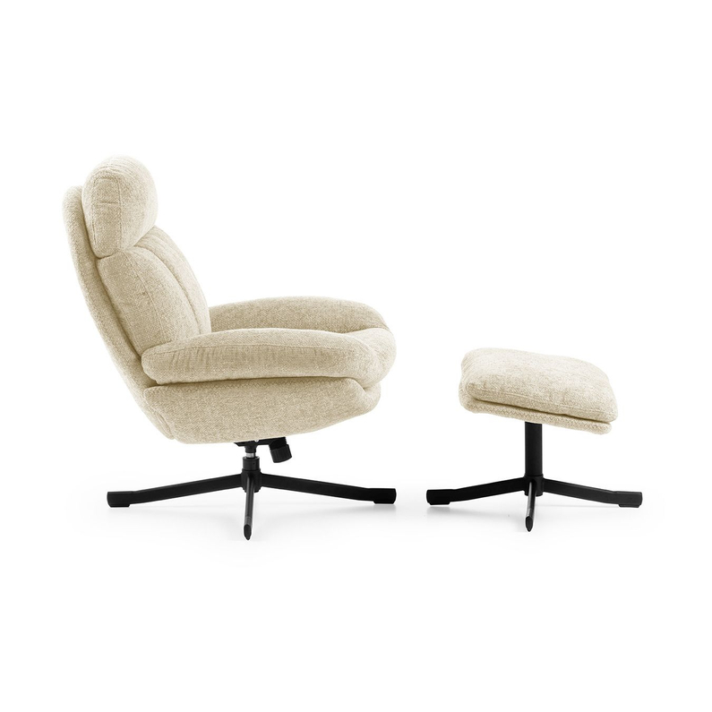 Feelings Relaxfauteuil Lenn Met Hocker Off White