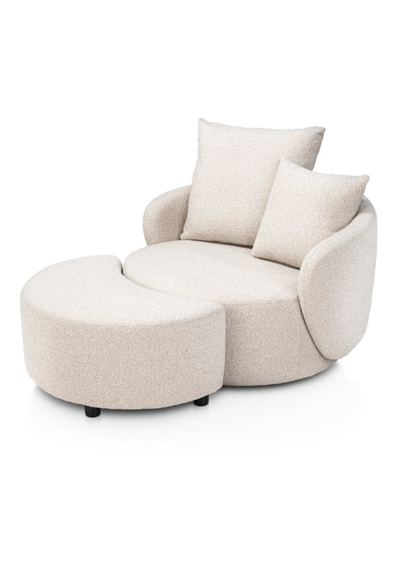 Henders & Hazel Draaifauteuil Elise Met Poef Beige