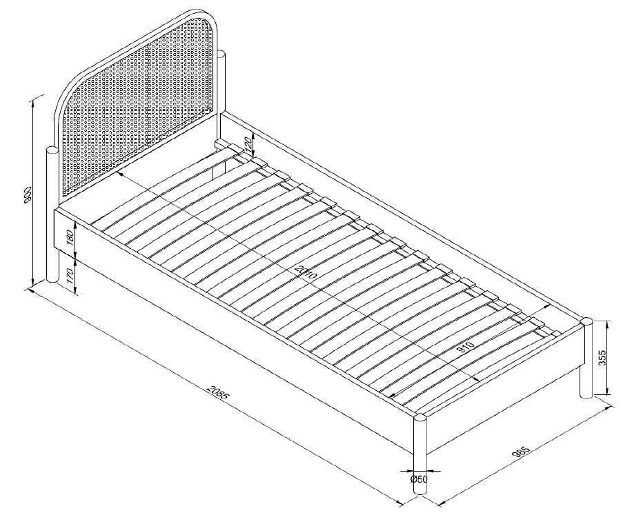Vipack Bed Olive Rotan