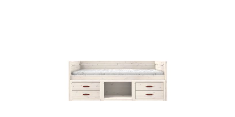 Lifetime Kajuitbed+Boekenkast/Rolb/Ex Greep Whitew