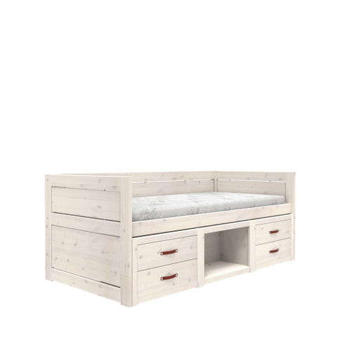 Lifetime Kajuitbed+Boekenkast/Rolb/Ex Greep Whitew