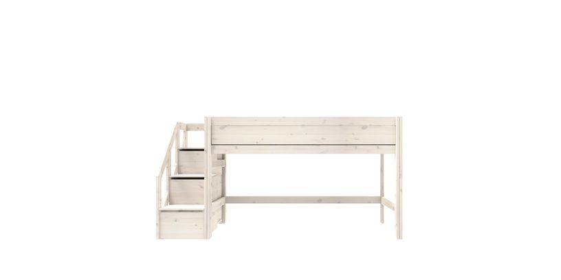 Lifetime Halfhoogslaper + Trapkast/Rolbodem Whitew