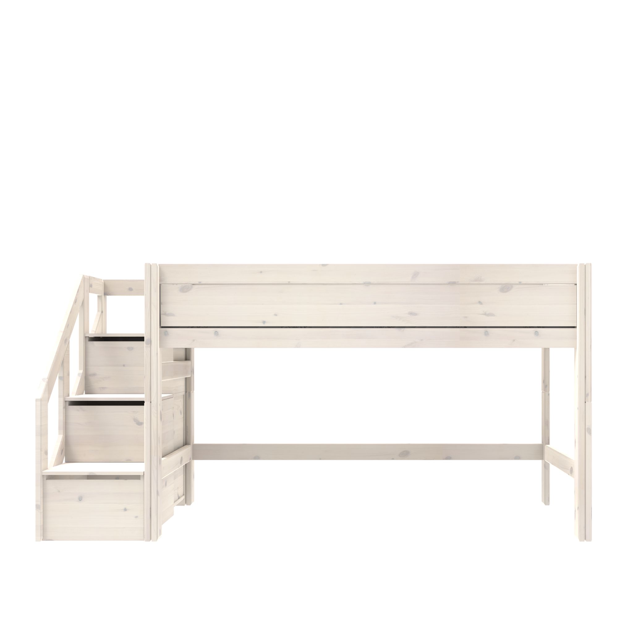 Lifetime Halfhoogslaper + Trapkast/Rolbodem Whitew