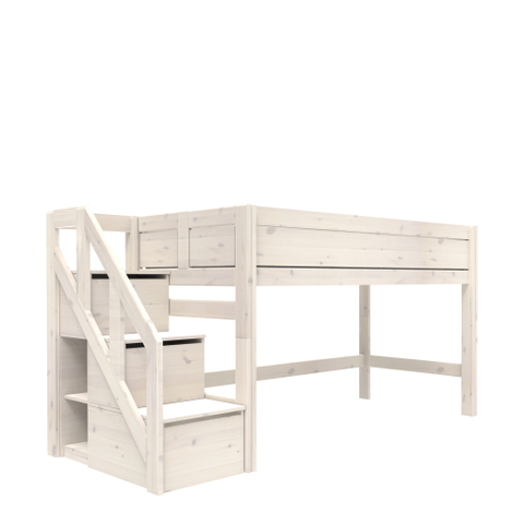 Lifetime Halfhoogslaper + Trapkast/Rolbodem Whitew